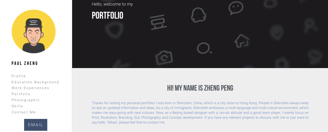 A photographer and illustrator promoting his services on a website A photographer and illustrator promoting his services on a website